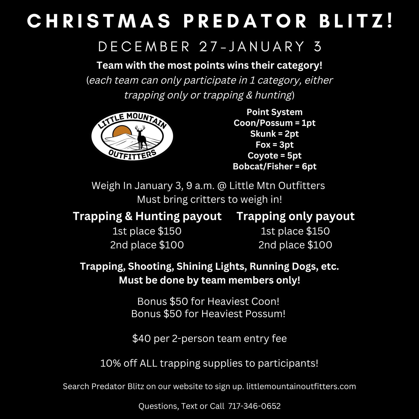 Christmas Predator Blitz Registration