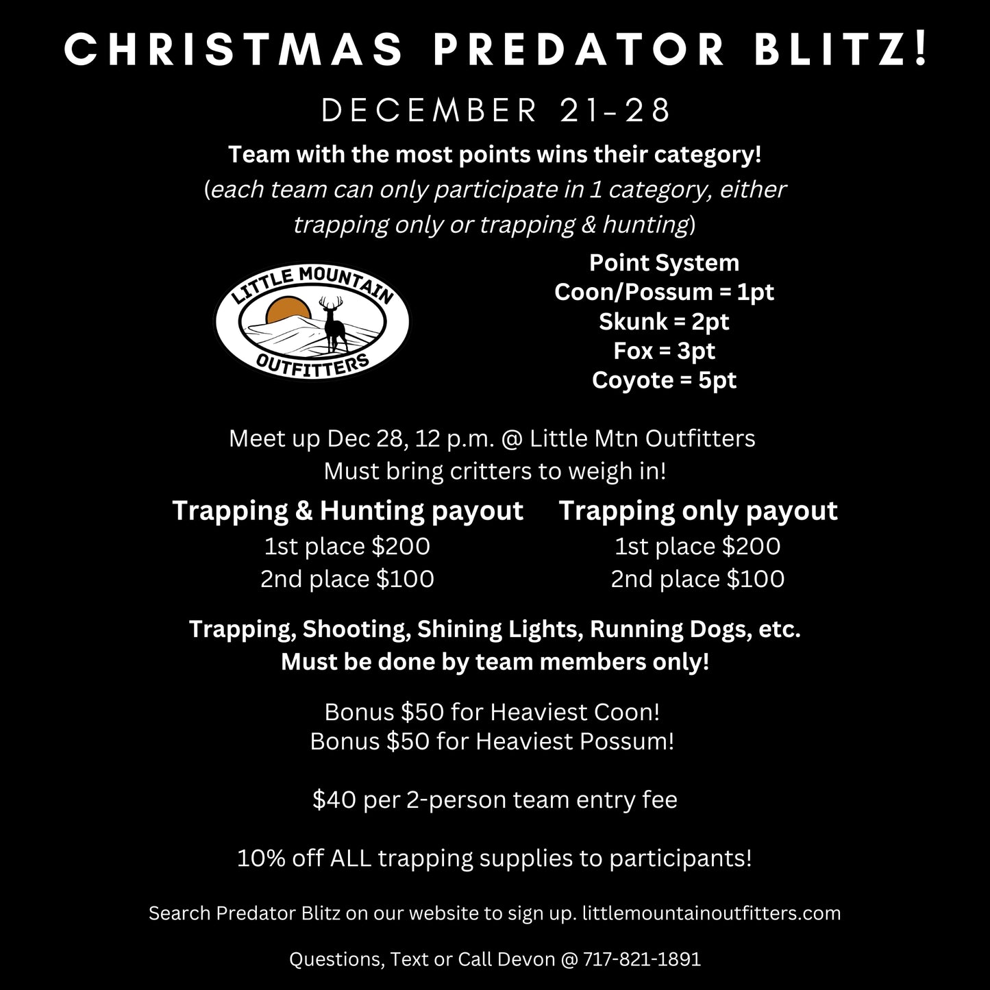 Christmas Predator Blitz Registration