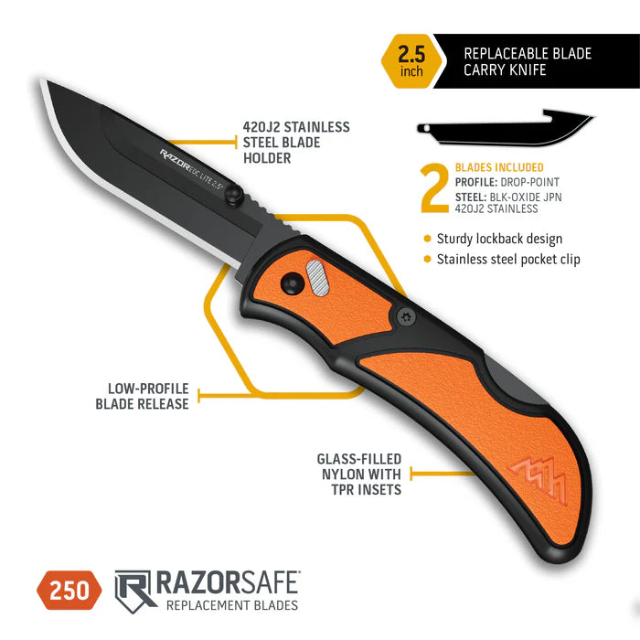Outdoor Edge 2.5" Razor-EDC Lite OD Orange Knife
