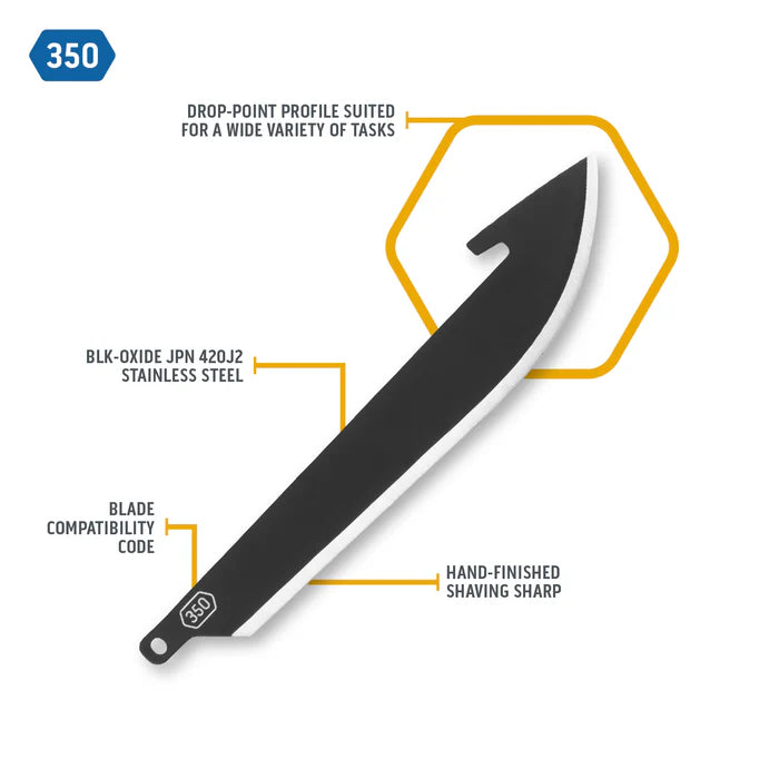 Outdoor Edge 3.5" 350 Drop-Point Knife Blade Pack 6pk BLACK-OXIDE